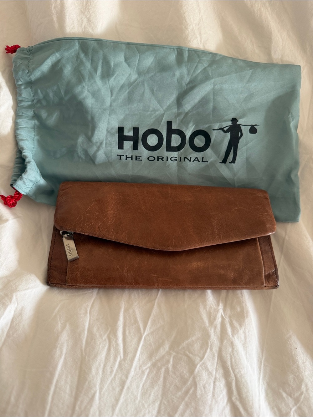HOBO Brown Leather Envelope Wallet Clutch